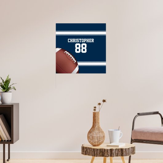 Blauwe en witte strepes Jersey Football Poster (Woonkamer 3)