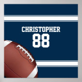 Blauwe en witte strepes Jersey Football Poster (Voorkant)