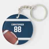 Blauwe en witte strepes Jersey Football Sleutelhanger (Achterkant)