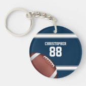 Blauwe en witte strepes Jersey Football Sleutelhanger (Voorkant)