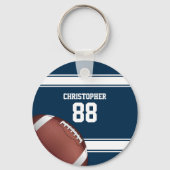 Blauwe en witte strepes Jersey Football Sleutelhanger (Voorkant)