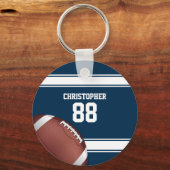Blauwe en witte strepes Jersey Football Sleutelhanger (Voorkant)