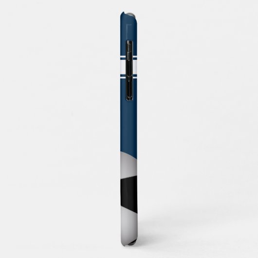 Blauwe en witte strepes Jersey Voetbal Case-Mate iPhone Case (Achterkant/links)