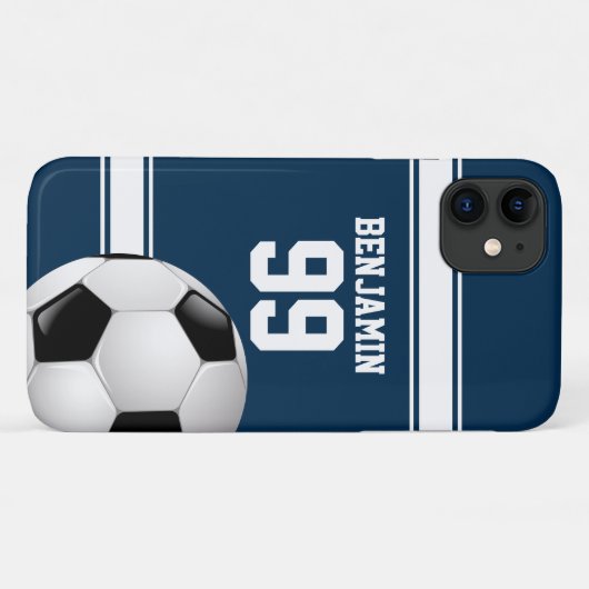Blauwe en witte strepes Jersey Voetbal Case-Mate iPhone Case (Achterkant (horizontaal))
