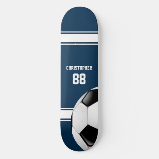 Blauwe en witte strepes Jersey Voetbal Persoonlijk Skateboard (Voorkant)