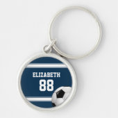 Blauwe en witte strepes Jersey Voetbal Sleutelhanger (Voorkant)