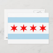 Blauwe en witte stripes rode sterren Chicago vlag Briefkaart (Voorkant / Achterkant)
