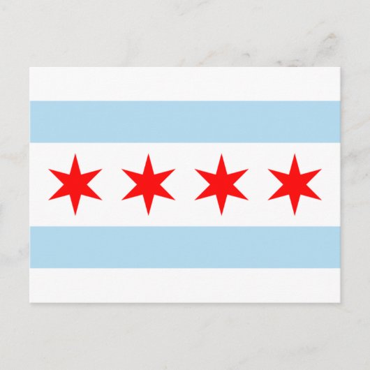 Blauwe en witte stripes rode sterren Chicago vlag Briefkaart (Voorkant)