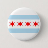 Blauwe en witte stripes rode sterren Chicago vlag Ronde Button 5,7 Cm (Voorkant)