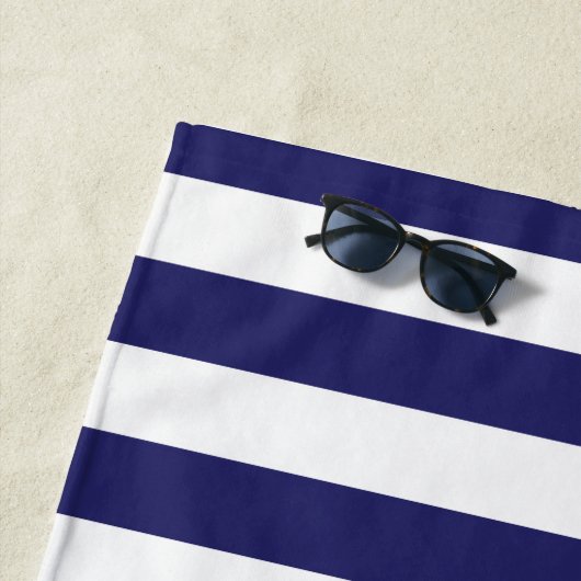 Blauwe en witte stripte anker handdoek (In situ)
