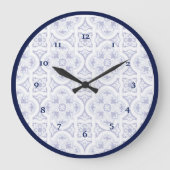 Blauwe en witte  Talavera Tegel Grote Klok (Voorkant)