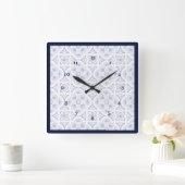 Blauwe en witte  Talavera Tegel Vierkante Klok (Huis)