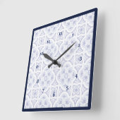 Blauwe en witte  Talavera Tegel Vierkante Klok (Hoek)