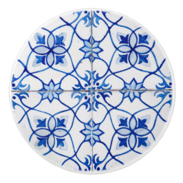 Blauwe en witte tapijtenknop voor uitzicht op kera keramische knop