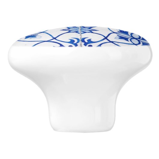 Blauwe en witte tapijtenknop voor uitzicht op kera keramische knop (Zijkant)