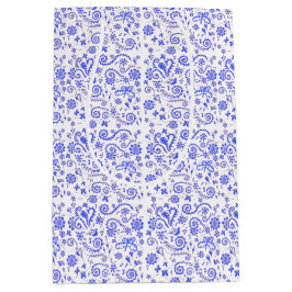 Blauwe en witte tas met wieltjes medium cadeauzakje