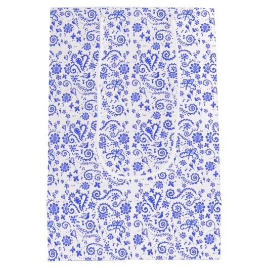 Blauwe en witte tas met wieltjes medium cadeauzakje (Achterkant)