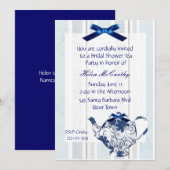 Blauwe en witte Tea Party Bridal Shower Invitation Kaart (Voorkant / Achterkant)