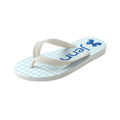 Blauwe en witte Teenslippers van Gingham Girls (Schuin)