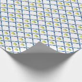 Blauwe en witte Tegel met lemmetjes Cadeaupapier (Hoek)