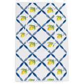 Blauwe en witte Tegel met lemmetjes Medium Cadeauzakje (Voorkant)