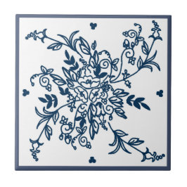 Blauwe en witte tegel tegeltje