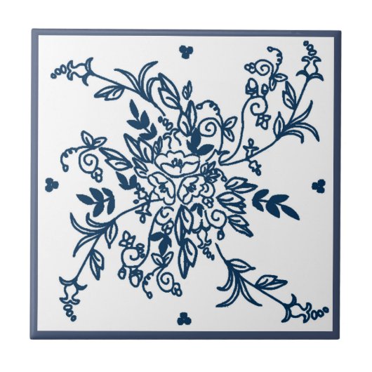 Blauwe en witte tegel tegeltje (Voorkant)