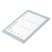 Blauwe en witte Tegel Wekelijkse maaltijdplanker Notitieblok (Schuin)