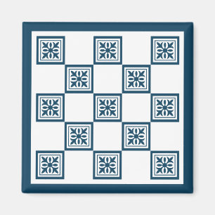 Blauwe en witte tegels magneet