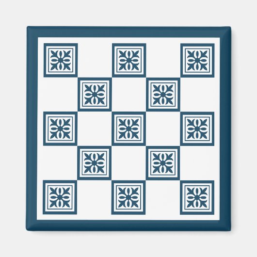 Blauwe en witte tegels magneet (Voorkant)