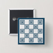 Blauwe en witte tegels vierkante button 5,1 cm (Voorkant /achterkant)