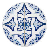 Blauwe en witte  teile look-keramische knop (Voorkant)