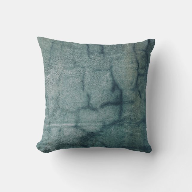 Blauwe en witte textiel met waterdruppeltjes kussen (Voorkant)