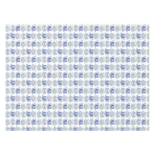 Blauwe en witte theebeker tafelkleed (Voorkant (Horizontaal))