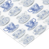 Blauwe en witte theebeker tafelkleed (Gekanteld)