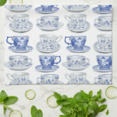 Blauwe en witte theebeker theedoek (Gevouwen)