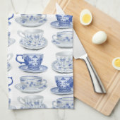 Blauwe en witte theebeker theedoek (Quarter Fold)