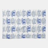 Blauwe en witte theebeker theedoek (Horizontaal)