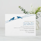 Blauwe en witte Tortelduifjes op een draad Kaart (Staand voorkant)