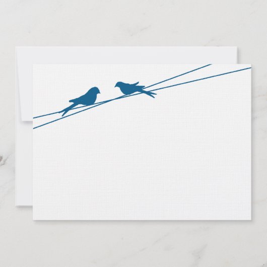 Blauwe en witte Tortelduifjes op een draad Kaart (Achterkant)