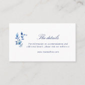 Blauwe en witte trouwerekaart voor het huwelijk plaatskaartje (Voorkant)