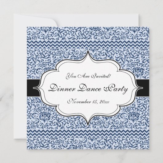 Blauwe en witte tudor Damask  stijl Kaart (Achterkant)