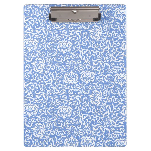 Blauwe en witte tudor Damask stijl Klembord (Voorkant)