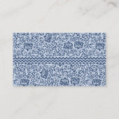Blauwe en witte tudor Damask  stijl Visitekaartje (Achterkant)