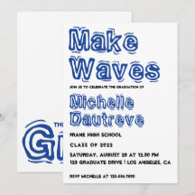 Blauwe en Witte Typografie Afstudeerfeest