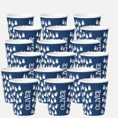 Blauwe en Witte Uilen Verjaardagsfeestje Papieren Bekers