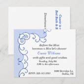 Blauwe en witte Uitnodiging van de Bridal (Voorkant / Achterkant)