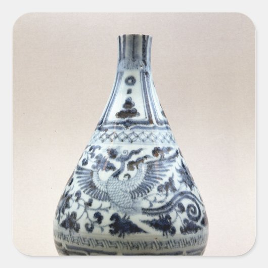 Blauwe en witte vaas, Yuan Dynasty Vierkante Sticker (Voorkant)
