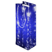 Blauwe en witte valstrips Holiday Wine Cadeau Wijn Cadeautas (Achterkant Gekanteld)