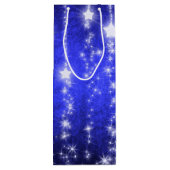 Blauwe en witte valstrips Holiday Wine Cadeau Wijn Cadeautas (Achterkant)